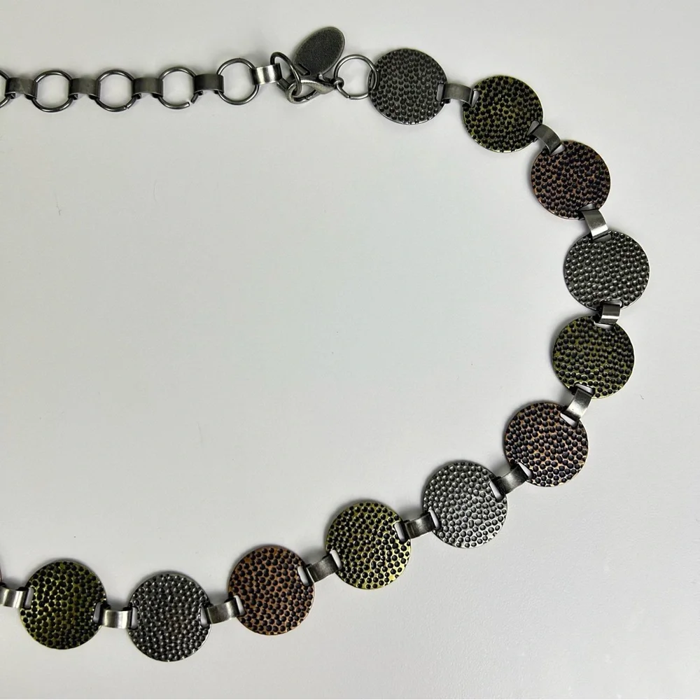 Nine West Silver Gold Bronze Metal Disc Round Medallion Belt Women's One Size‎